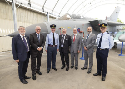 (L to R) Clive Robartson AM (WA Div President, His Excellency the Honourable Chris Dawson AC APM, ACM, Sir Michael Wigston, KCB, CBE, ADC, CAS RAF, Carl Schiller (AFA National President), Peter Colliver (AFA National Board Member), AFA Patron AM Mel Hupfeld (Retired), AIRCDRE Rob Lawson DG History & Heritage – Air Force.